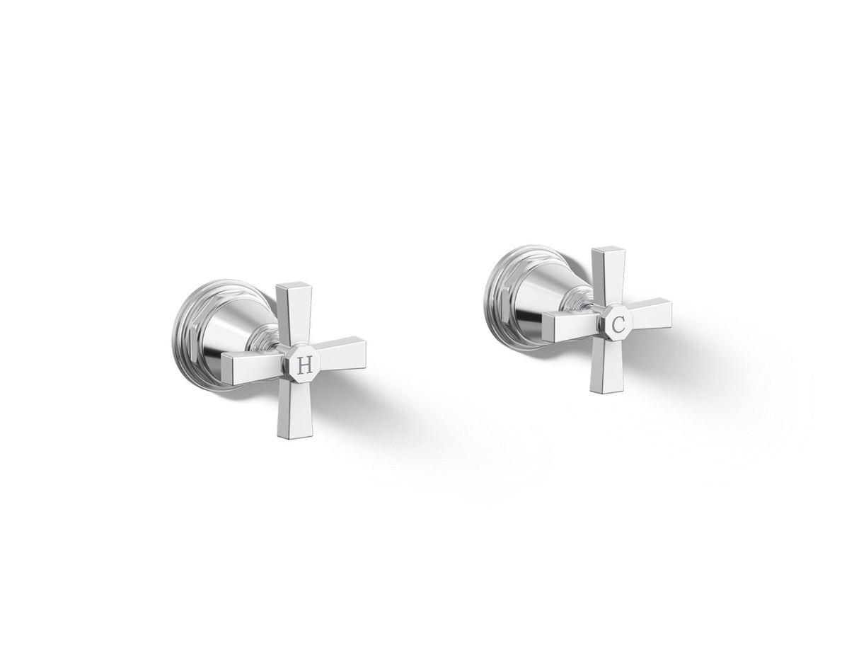 Pinstripe® Pure Deck-mount bath faucet handle trim with Cross design