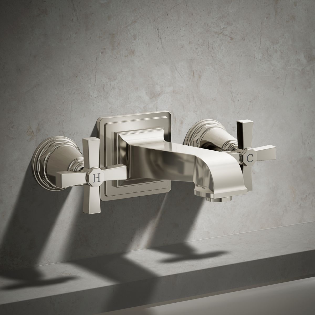 Pinstripe® Pure Deck-mount bath faucet handle trim with Cross design