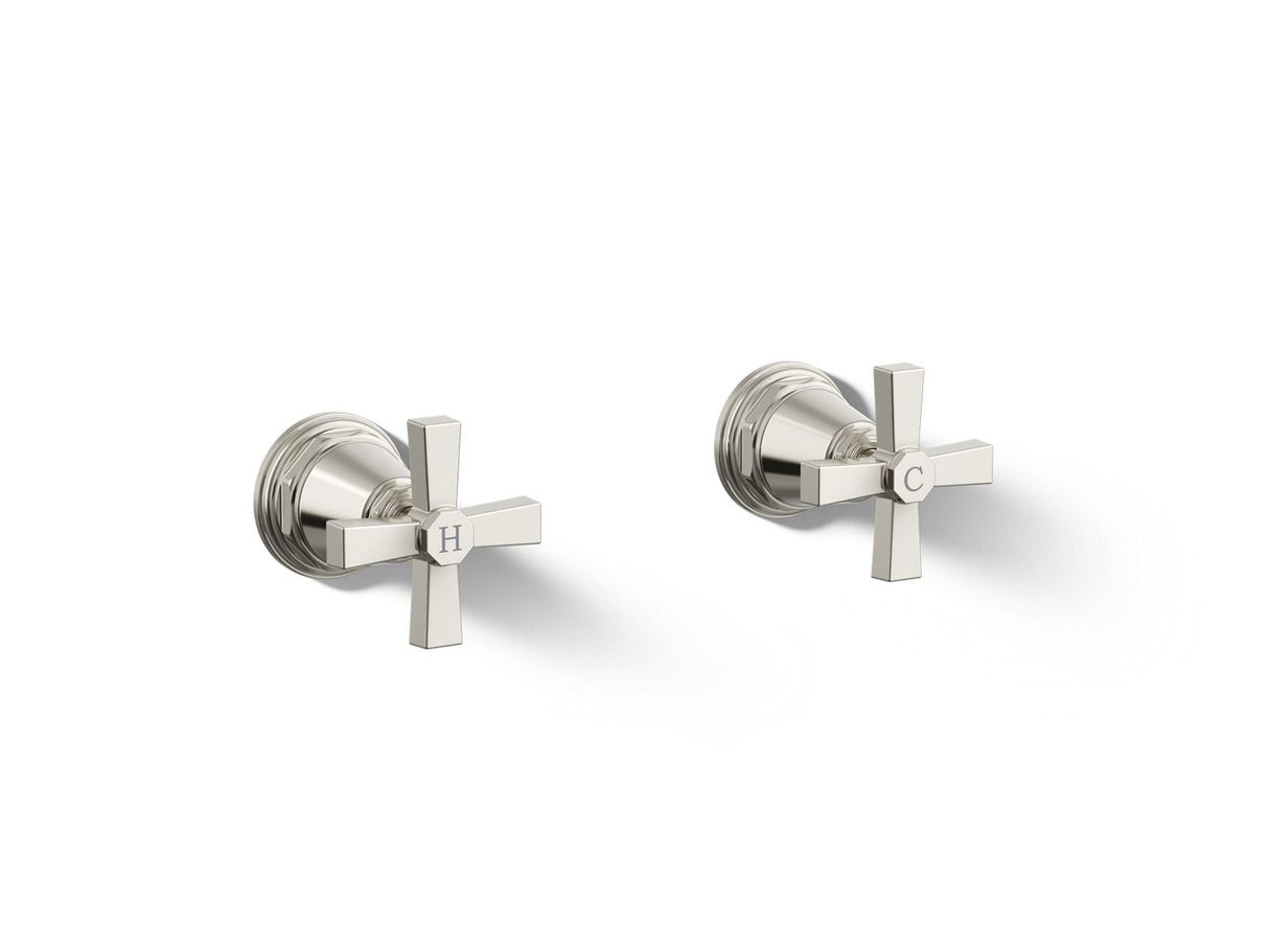 Pinstripe® Pure Deck-mount bath faucet handle trim with Cross design