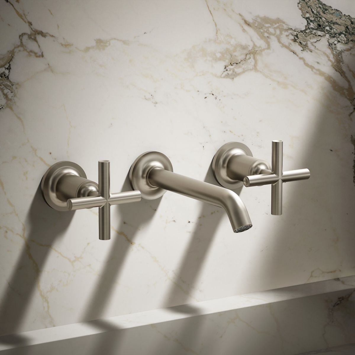 Purist® Wall-mount bathroom sink faucet trim with Cross handles, 1.2 gpm