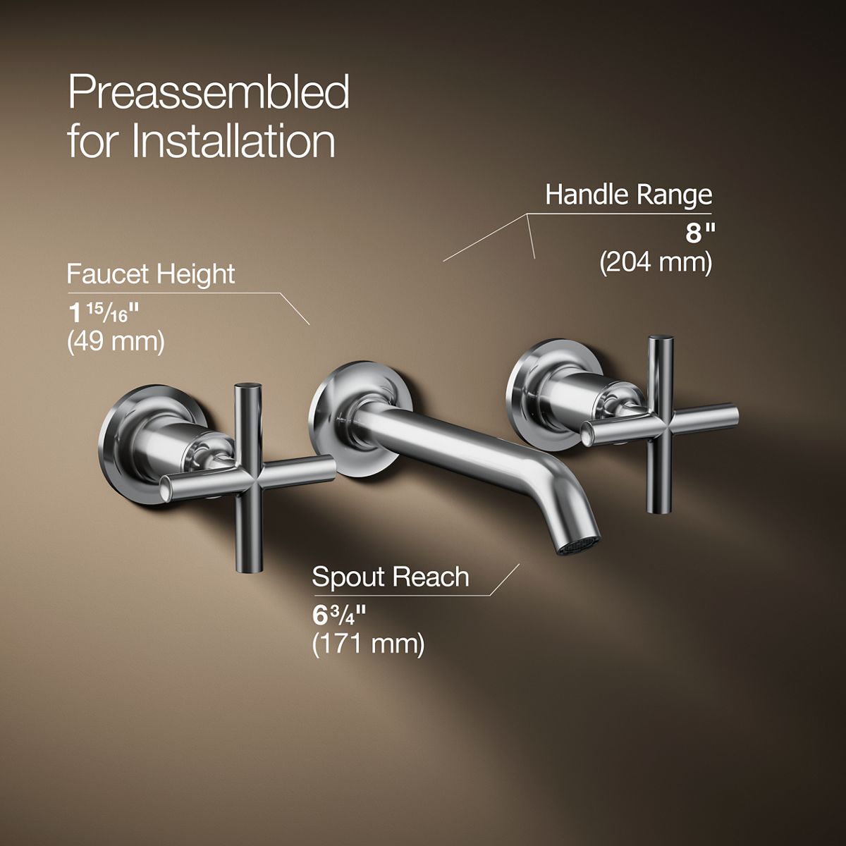 Purist® Wall-mount bathroom sink faucet trim with Cross handles, 1.2 gpm