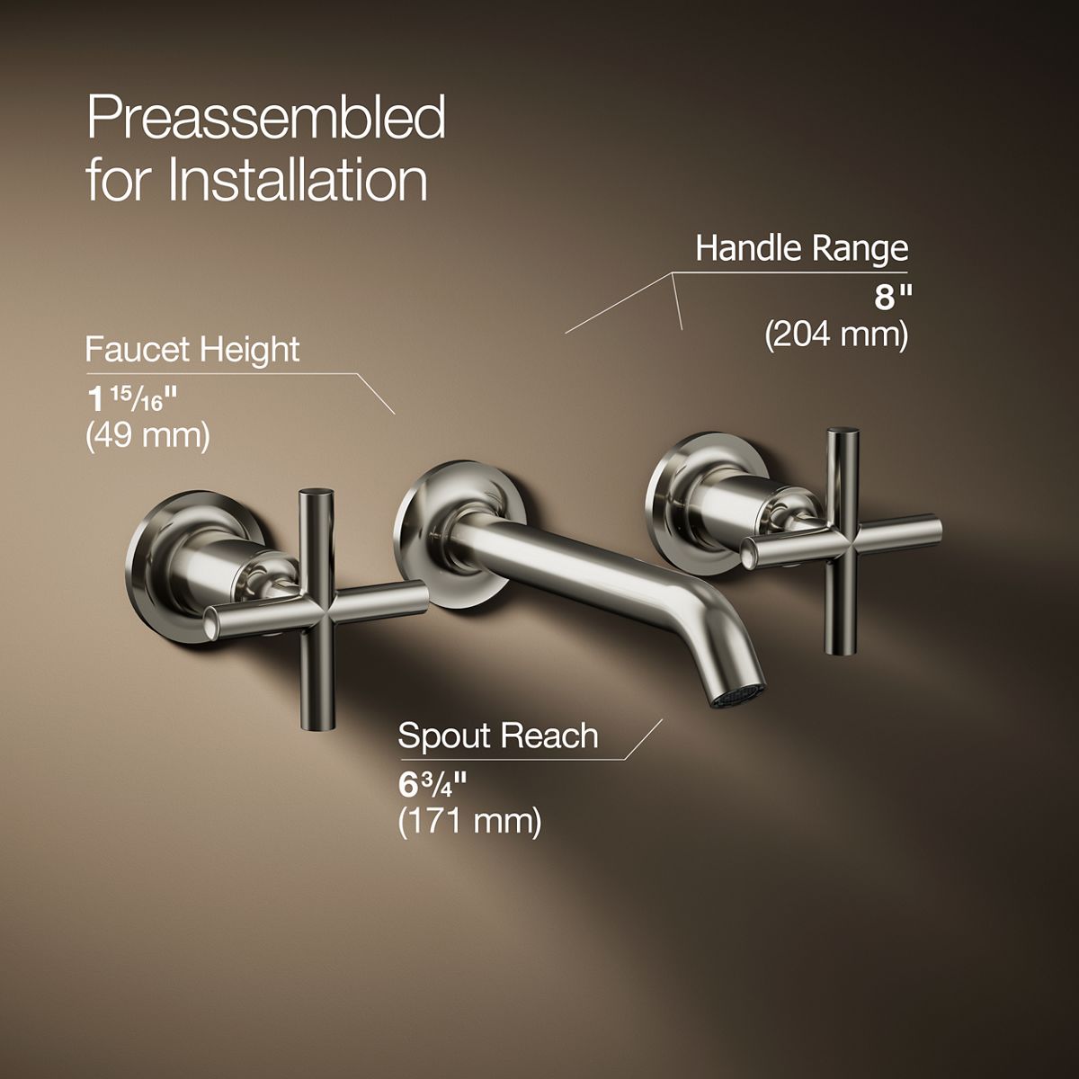 Purist® Wall-mount bathroom sink faucet trim with Cross handles, 1.2 gpm