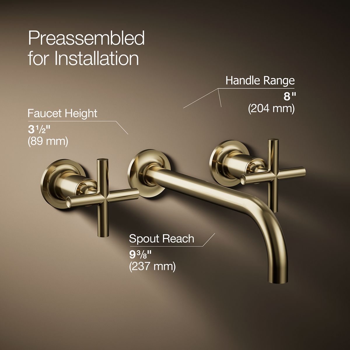 Purist® Wall-mount bathroom sink faucet trim with Cross handles, 1.2 gpm