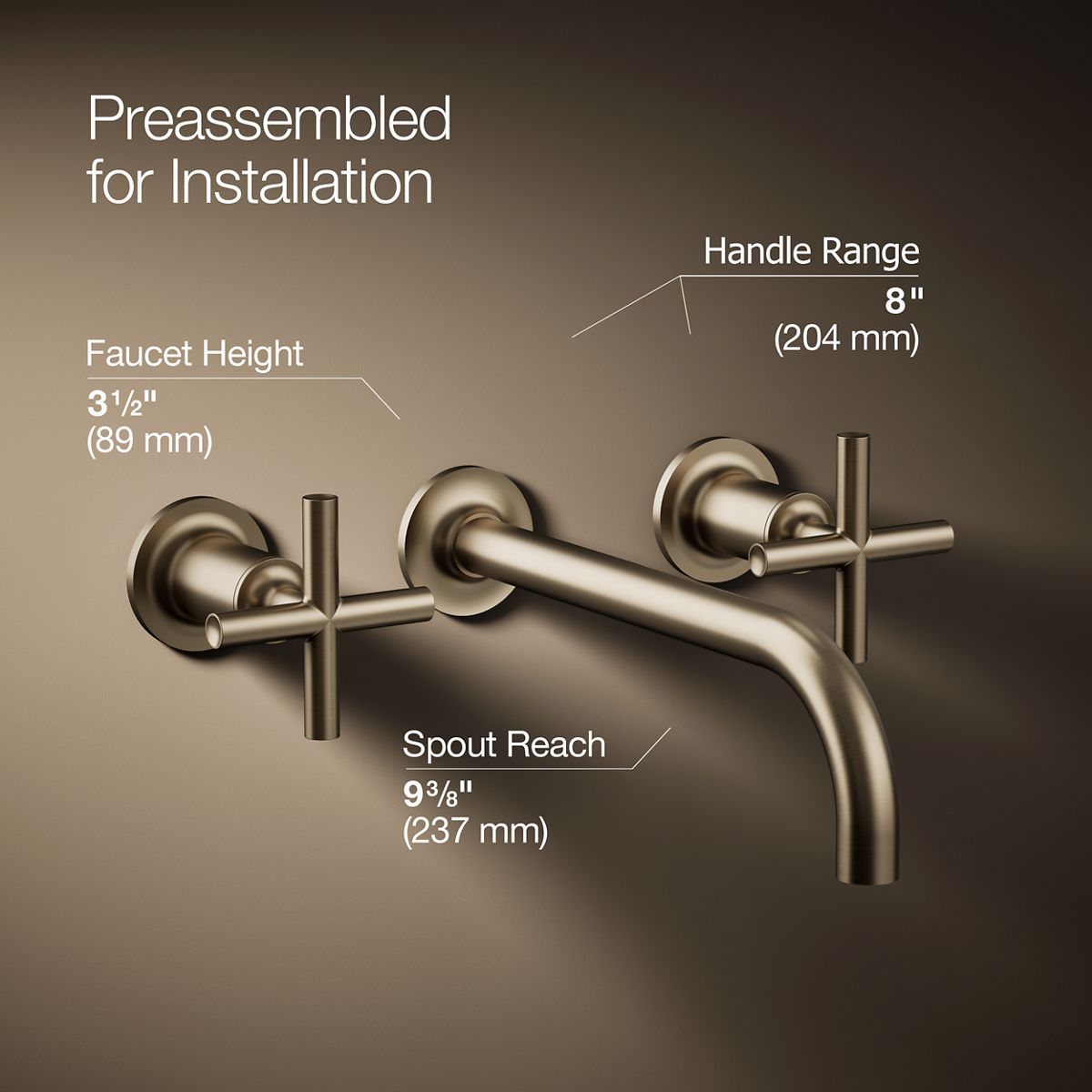 Purist® Wall-mount bathroom sink faucet trim with Cross handles, 1.2 gpm