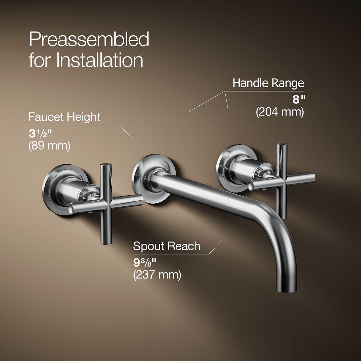 Purist® Wall-mount bathroom sink faucet trim with Cross handles, 1.2 gpm