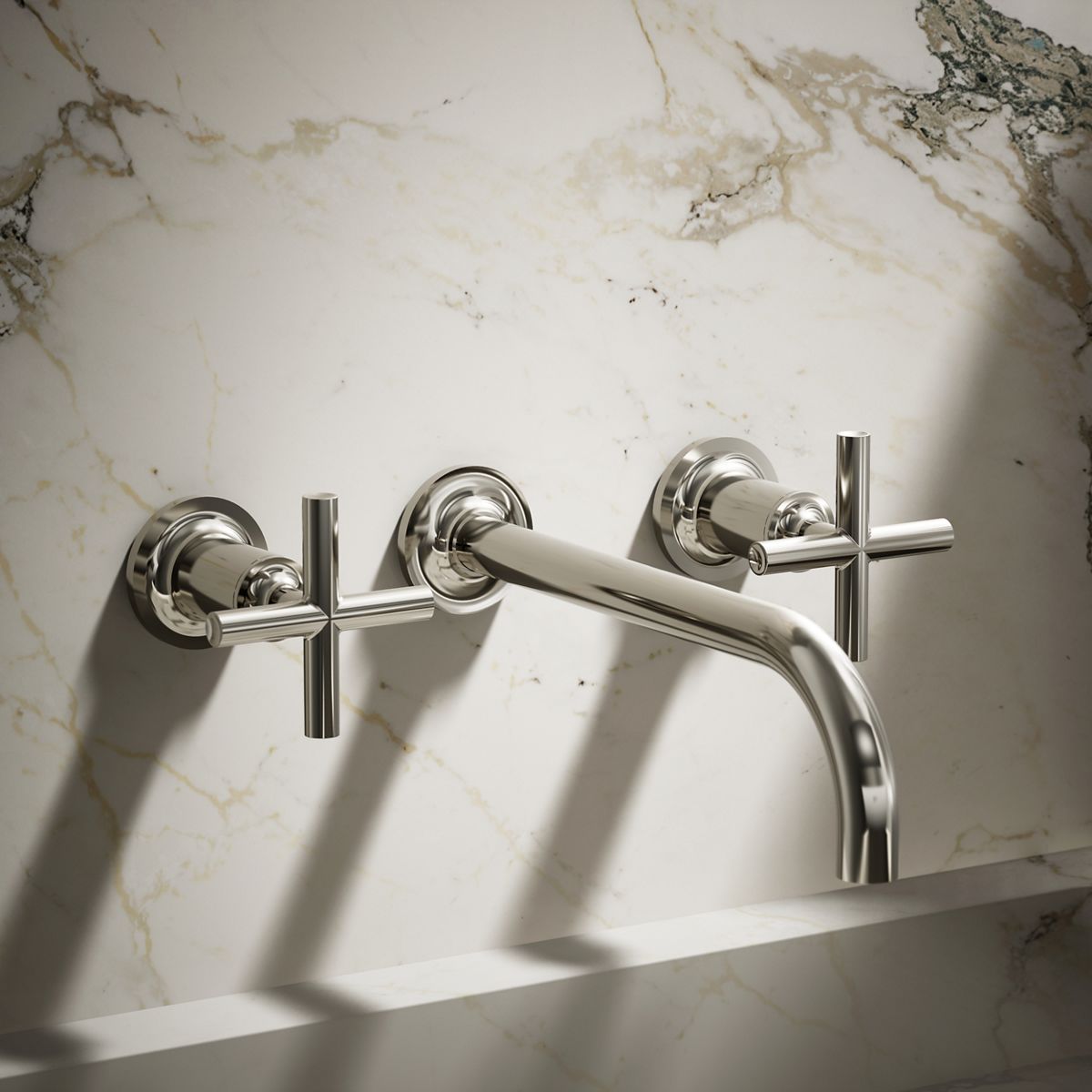 Purist® Wall-mount bathroom sink faucet trim with Cross handles, 1.2 gpm
