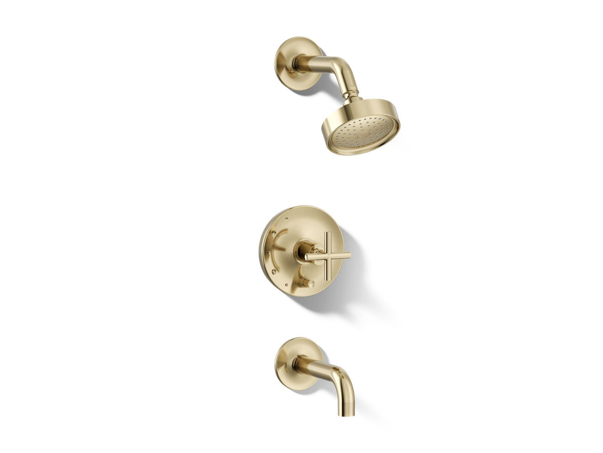 Purist® Rite-Temp® bath and shower trim kit with push-button diverter and cross handle, 2.5 gpm