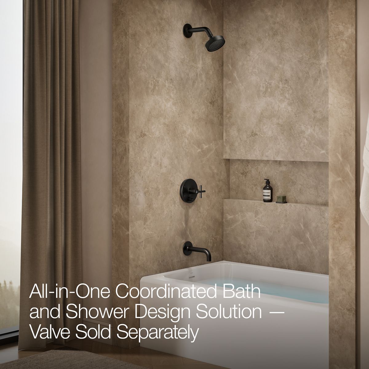 Purist® Rite-Temp® bath and shower trim kit with push-button diverter and cross handle, 2.5 gpm