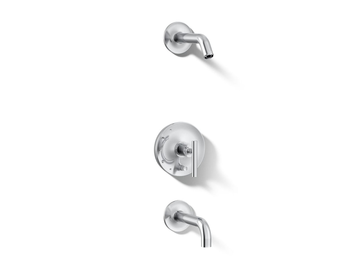 Purist® Rite-Temp® bath and shower trim kit with push-button diverter and lever handle, without showerhead