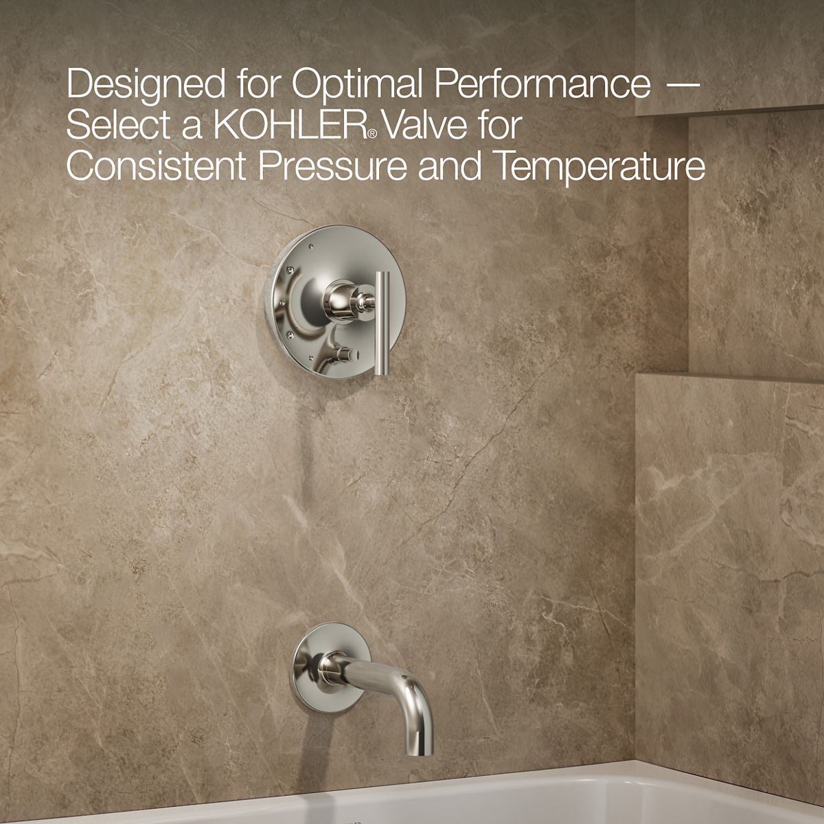 Purist® Rite-Temp® bath and shower trim kit with push-button diverter and lever handle, without showerhead