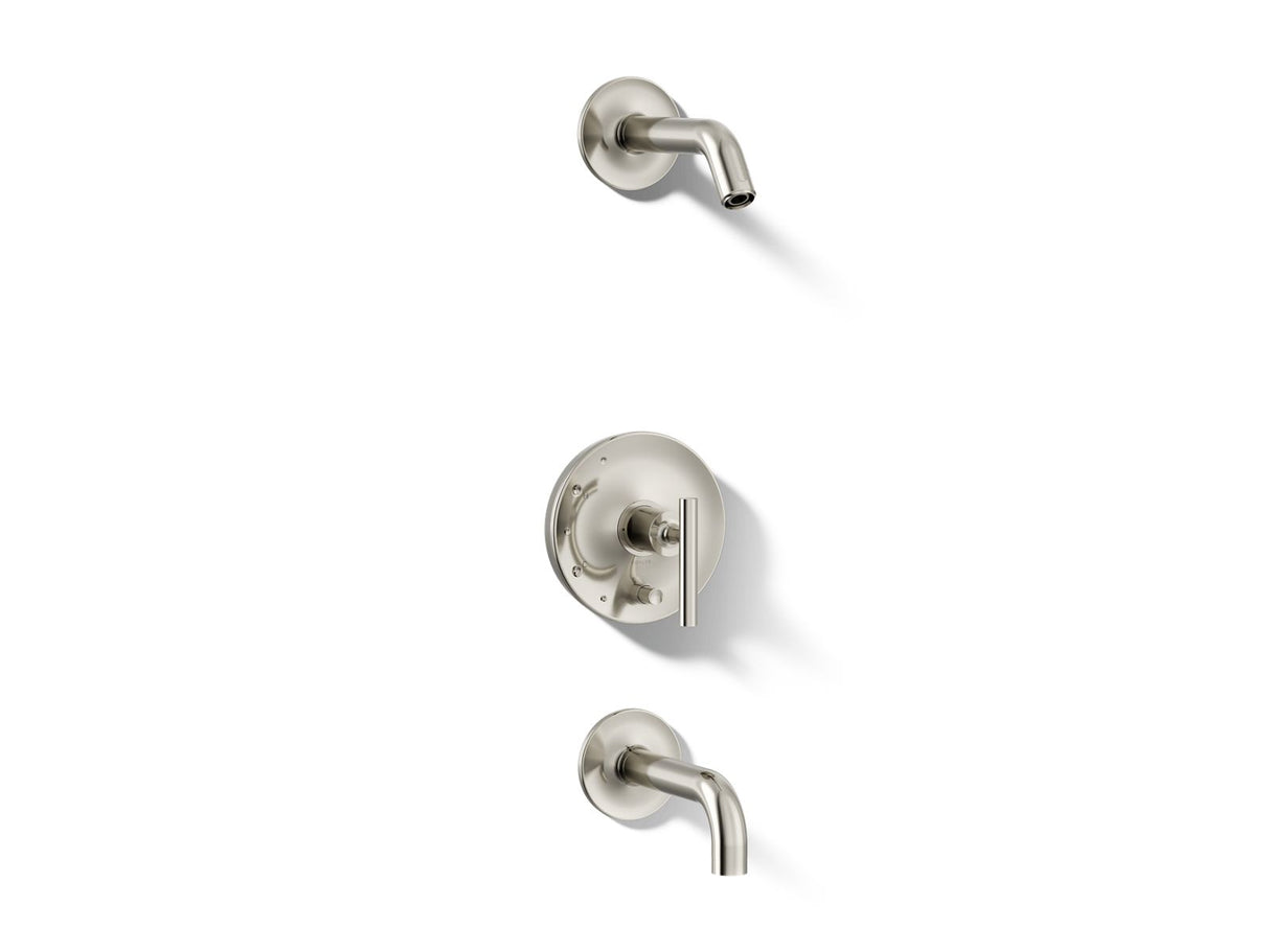 Purist® Rite-Temp® bath and shower trim kit with push-button diverter and lever handle, without showerhead
