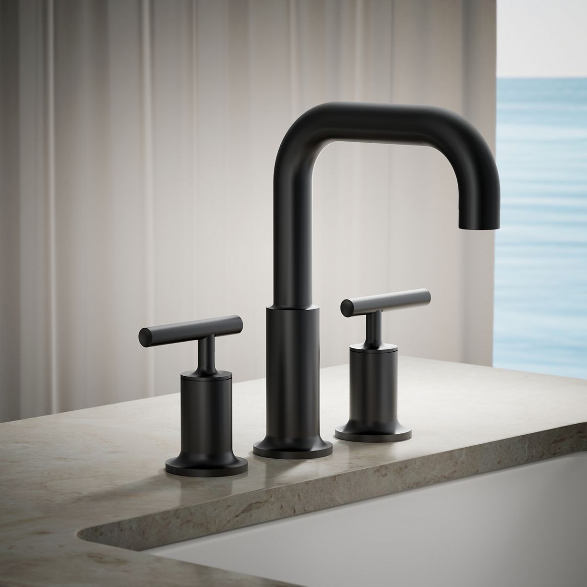 Purist® Deck-mount bath faucet trim with Lever handles