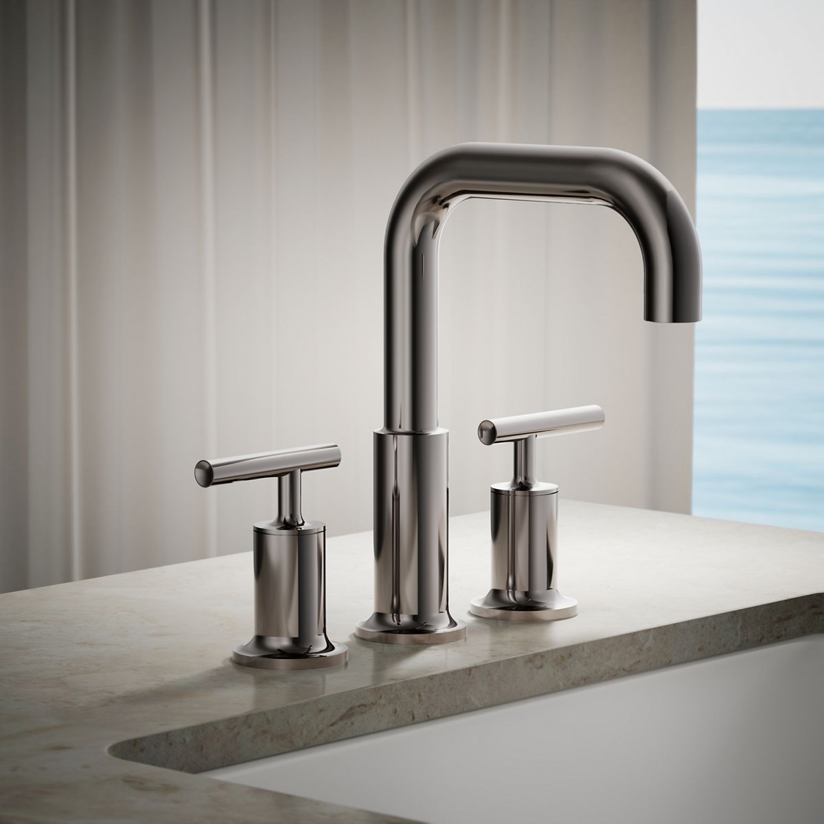 Purist® Deck-mount bath faucet trim with Lever handles