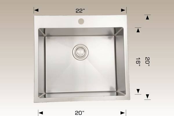 Kitchen Sink 22" X 20" X 10" Bosco Deluxe Series #T202233