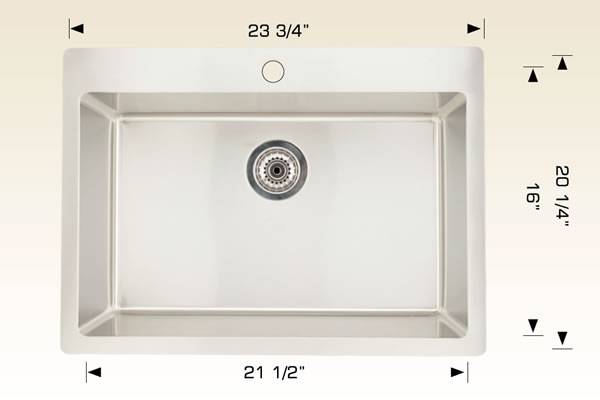 Kitchen Drop In Sink 23 3/4" X 20 1/4" X 9" Bosco Builder Series #T208024