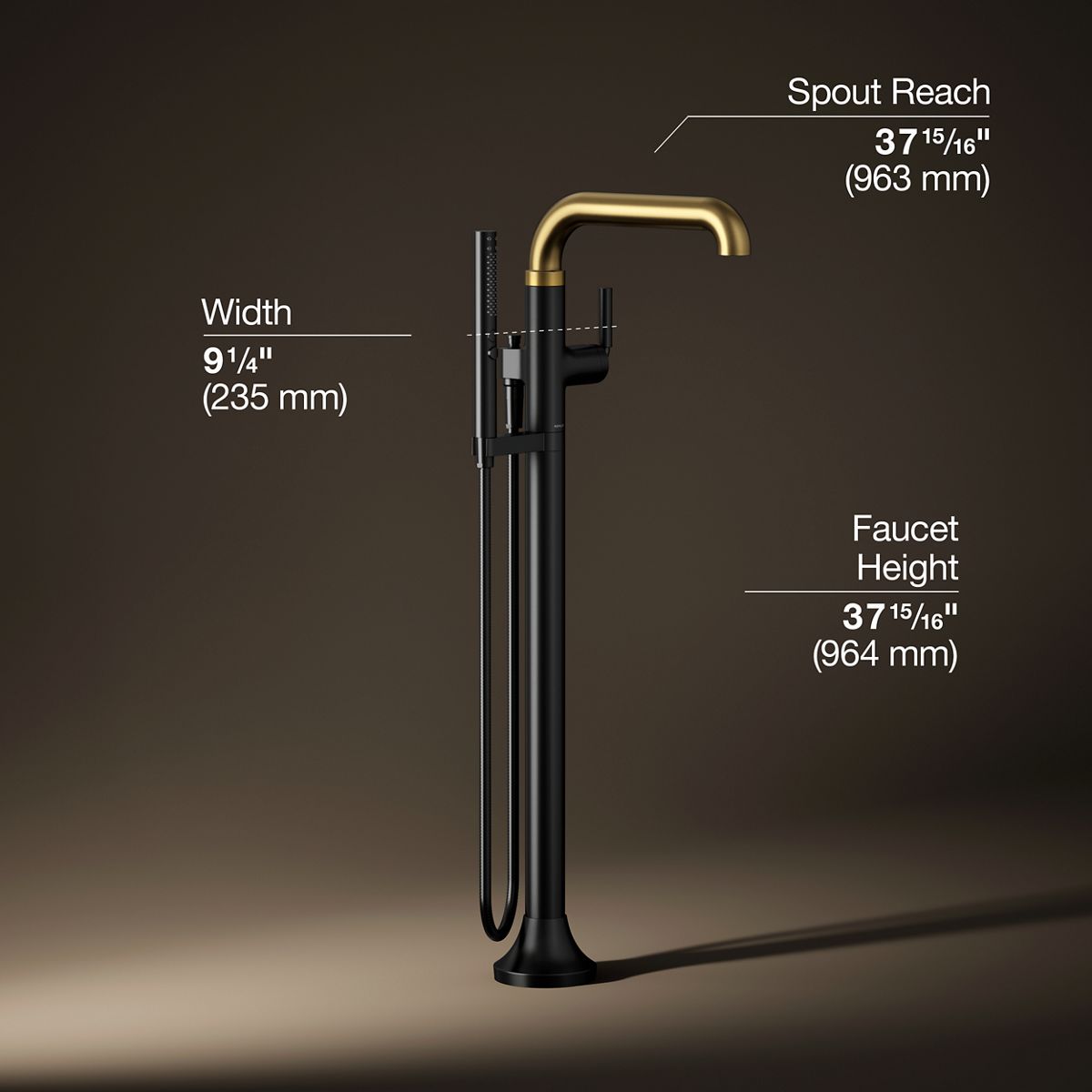 Tone™ Floor-mount bath filler trim with handshower
