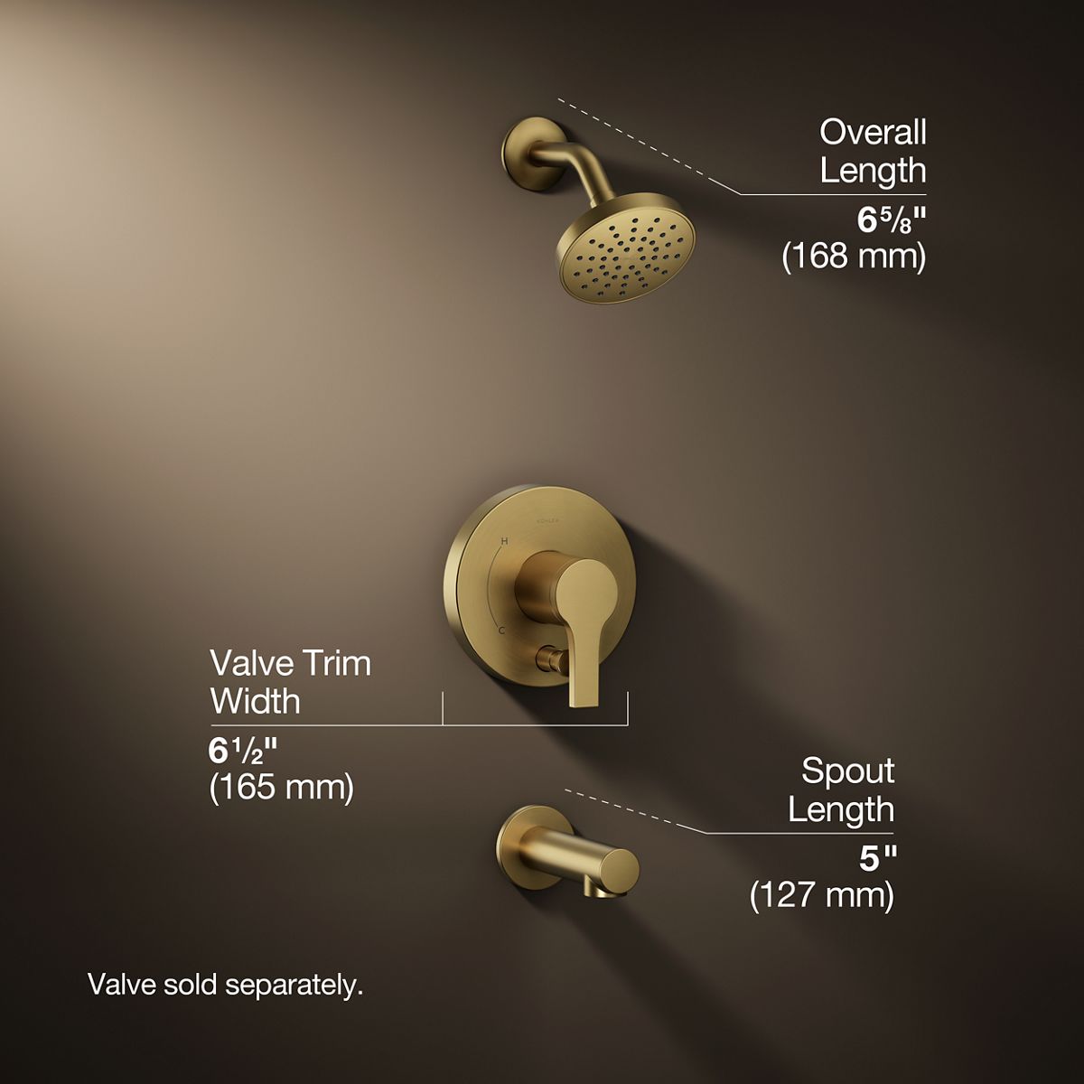Elate® Rite-Temp® bath and shower trim kit with push-button diverter, 1.5 gpm