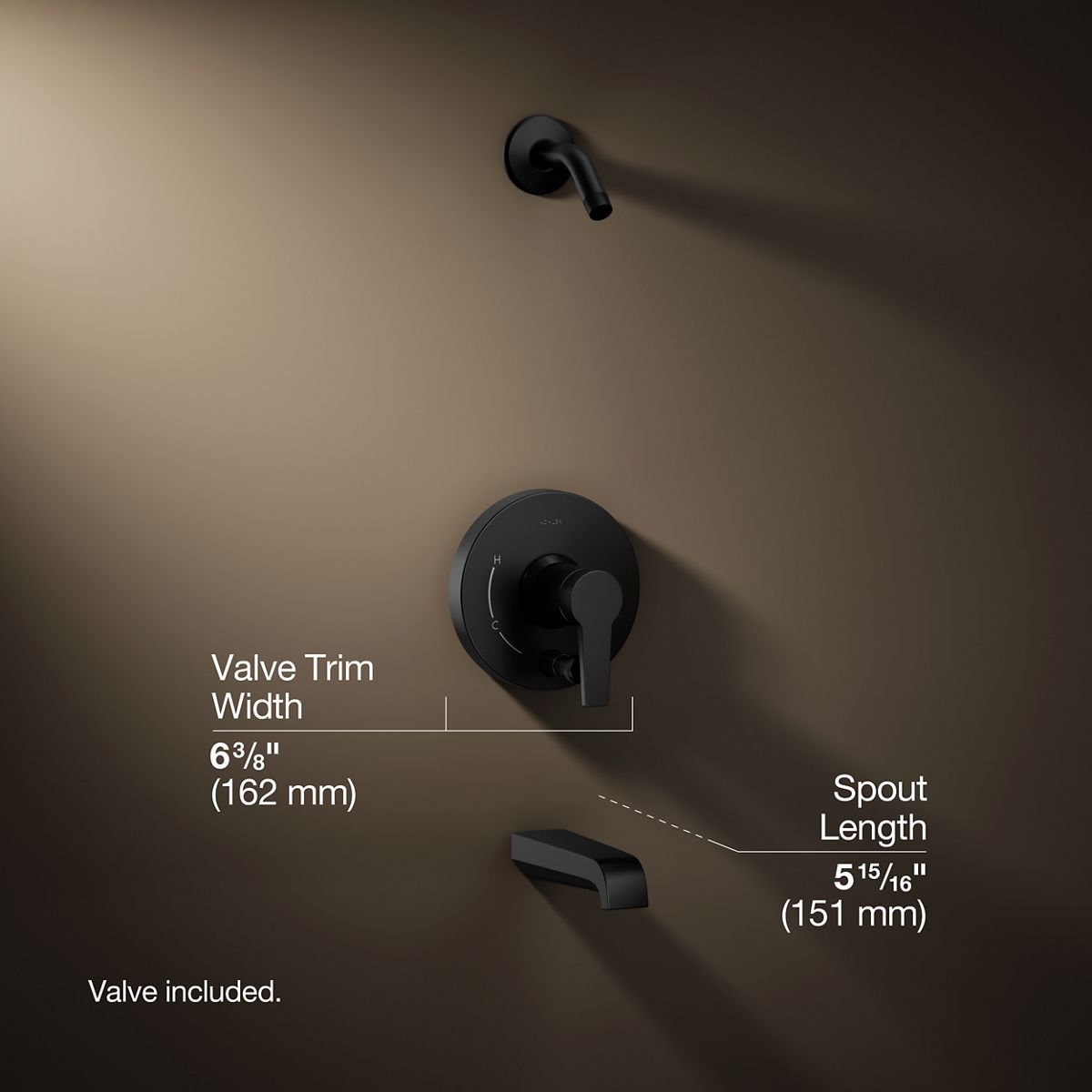 Pitch® Rite-Temp® bath and shower trim kit with push-button diverter, without showerhead