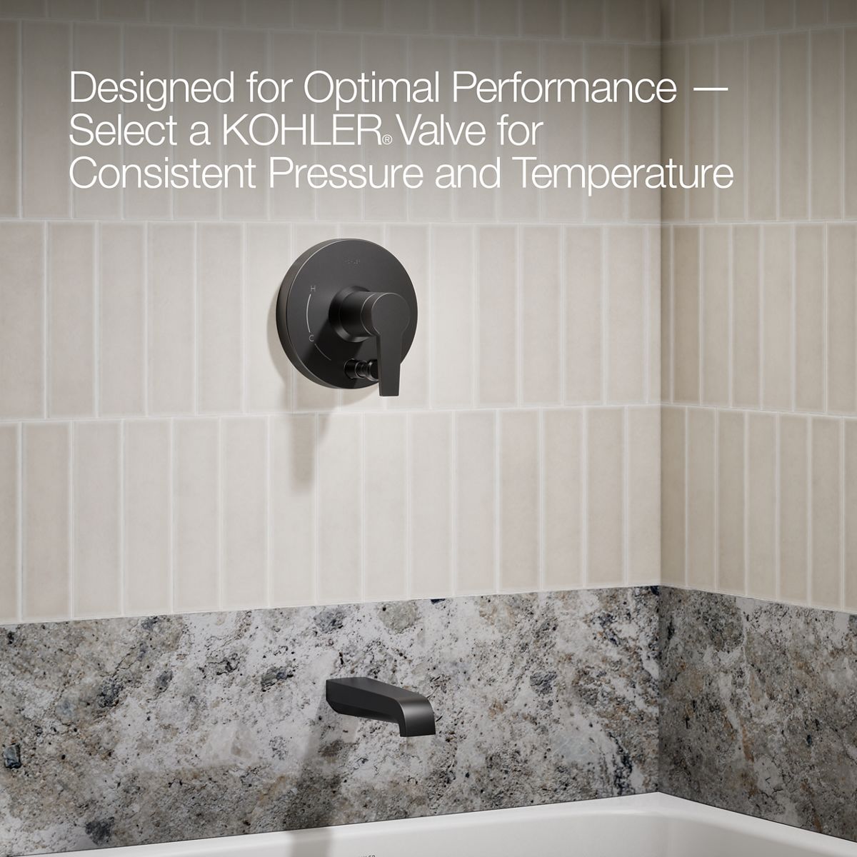 Pitch® Rite-Temp® bath and shower trim kit with push-button diverter and lever handle, 2.5 gpm