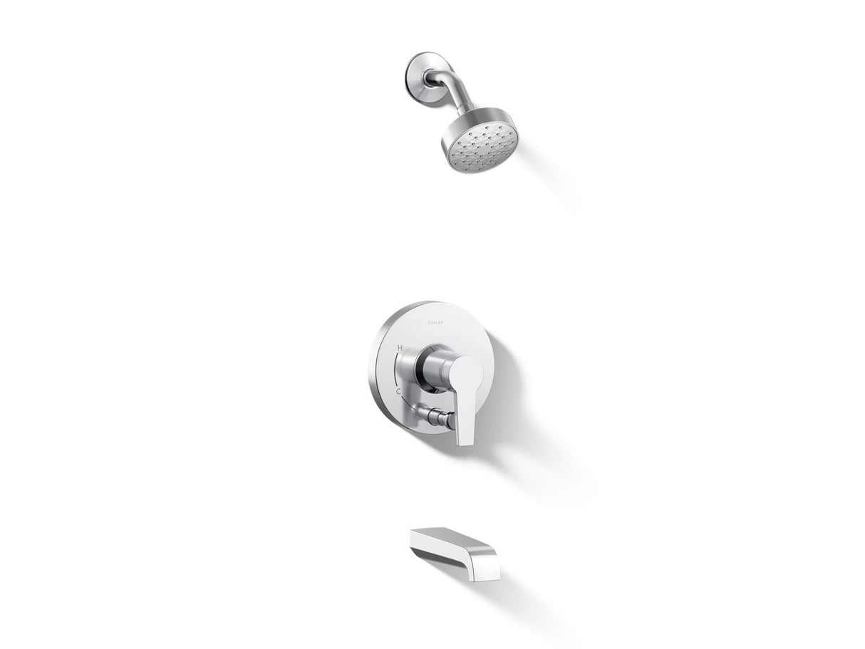 Pitch® Rite-Temp® bath and shower trim kit with push-button diverter and lever handle, 2.5 gpm