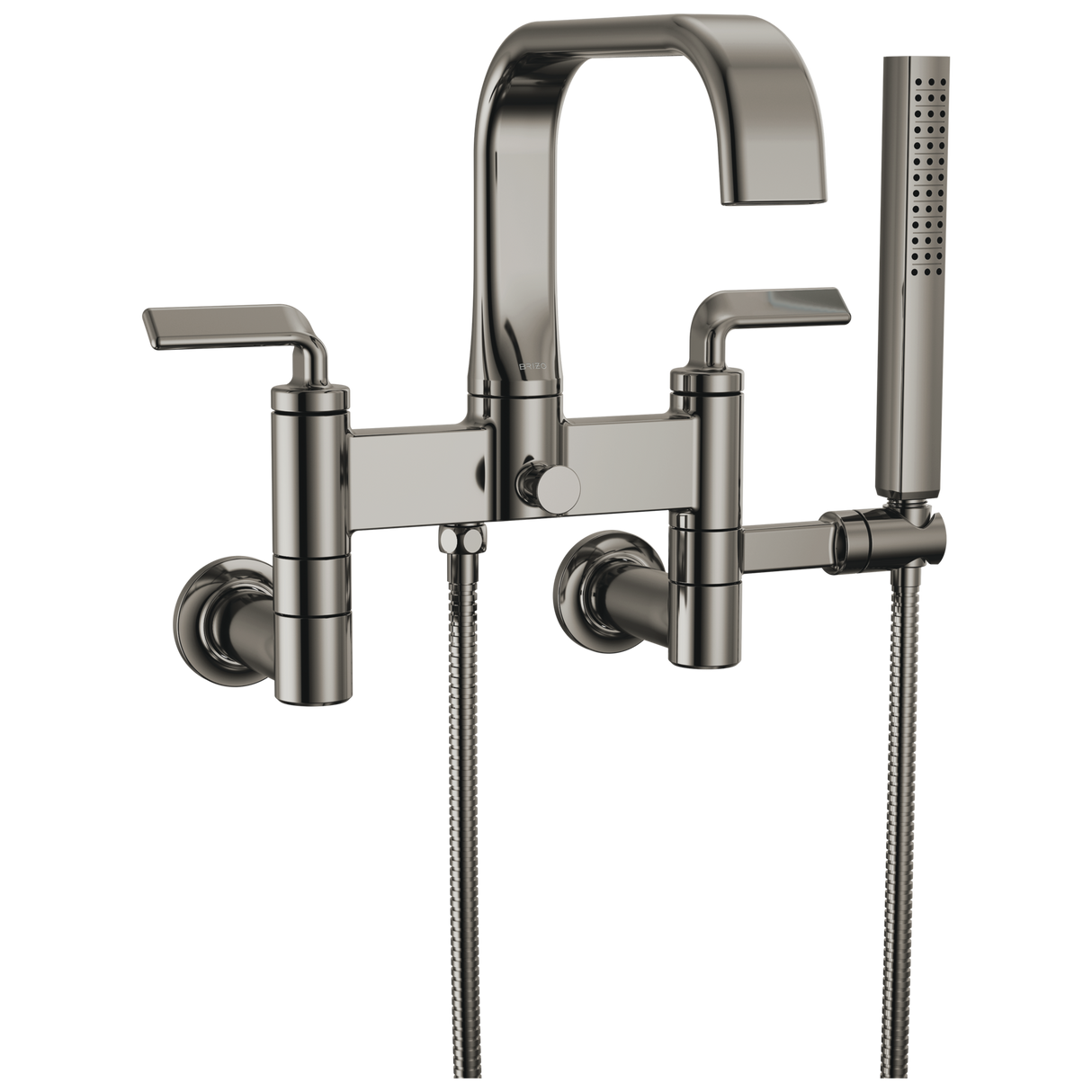 Allaria Two-Handle Tub Filler Trim Kit with Twist Lever Handles Wall Mount Tub Filler Unions