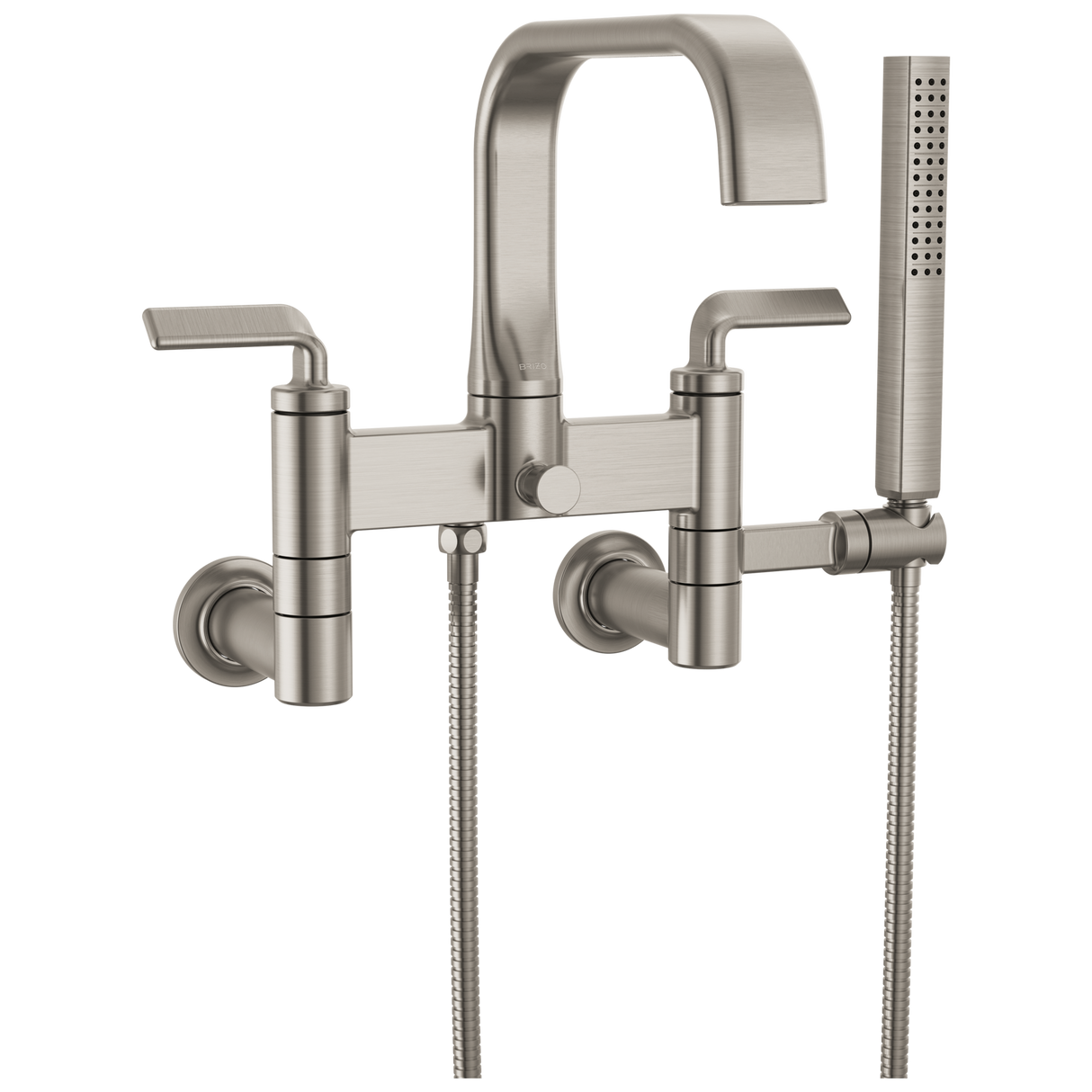 Allaria Two-Handle Tub Filler Trim Kit with Twist Lever Handles Wall Mount Tub Filler Unions