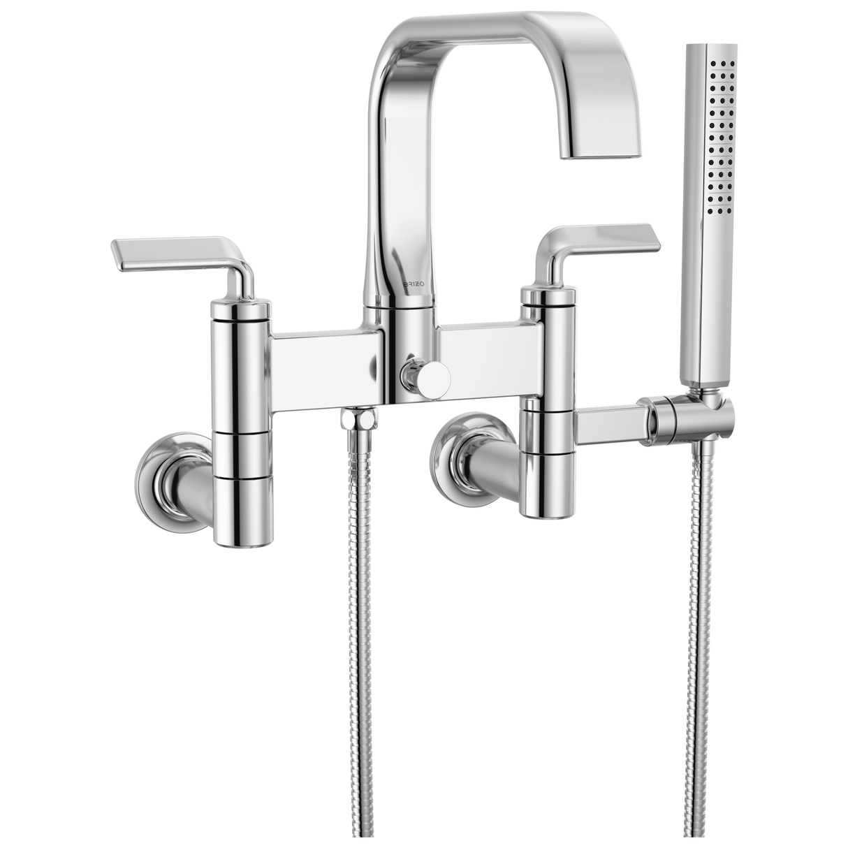 Allaria Two-Handle Tub Filler Trim Kit with Twist Lever Handles Wall Mount Tub Filler Unions