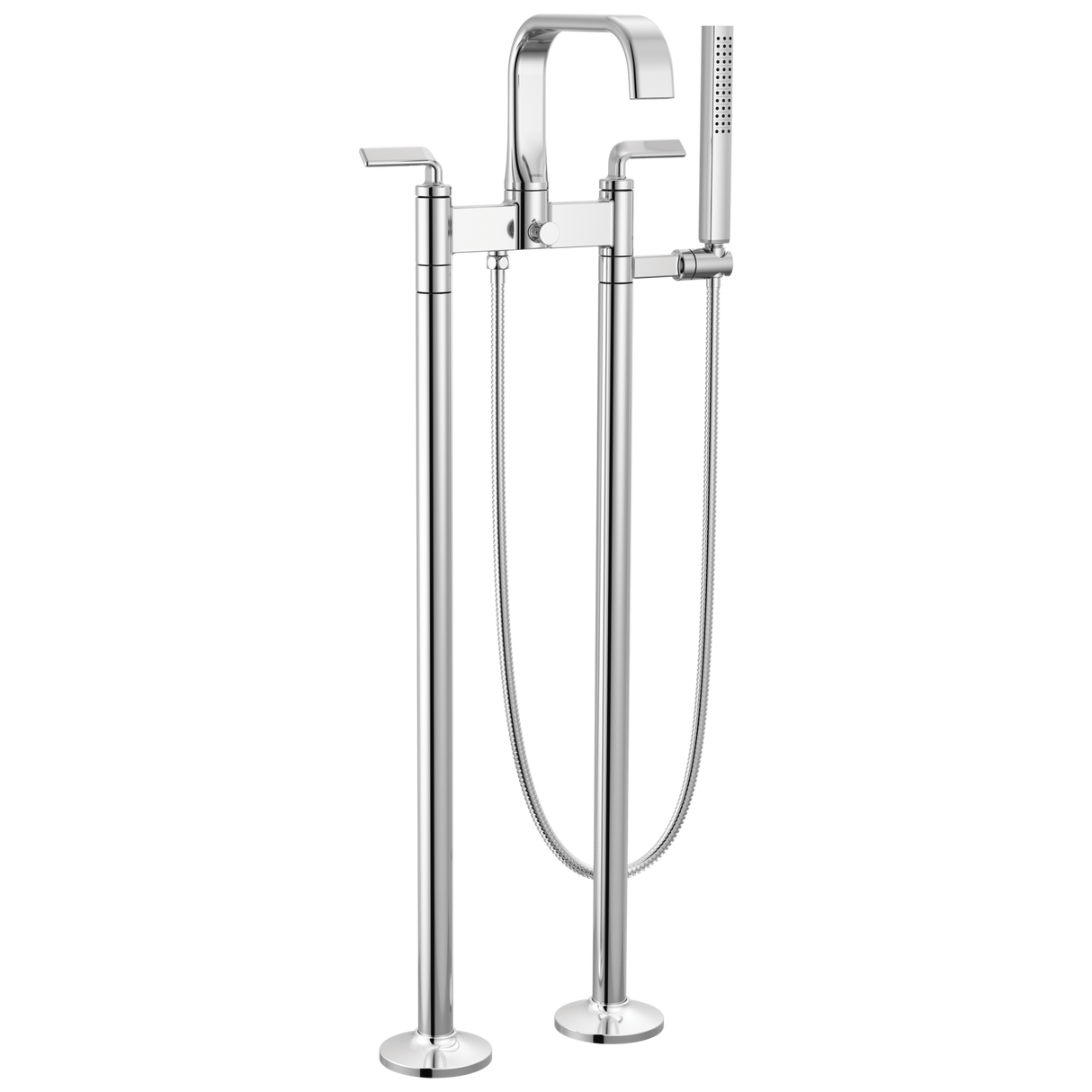 Allaria Two-Handle Tub Filler Trim Kit with Twist Lever Handles Floor Mount Tub Filler Unions