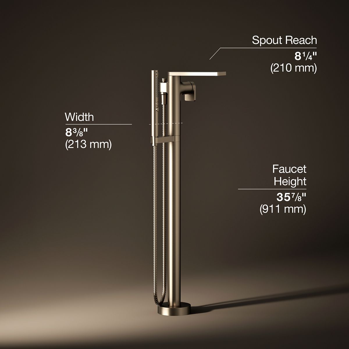 Composed® Floor-mount bath filler trim with handshower