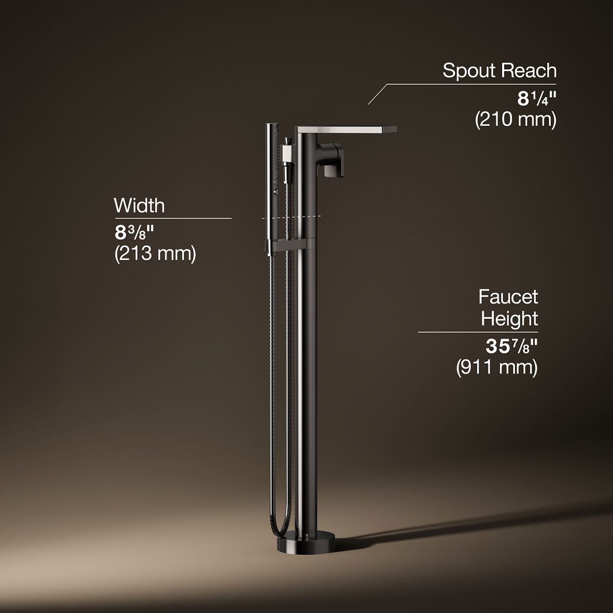 Composed® Floor-mount bath filler trim with handshower