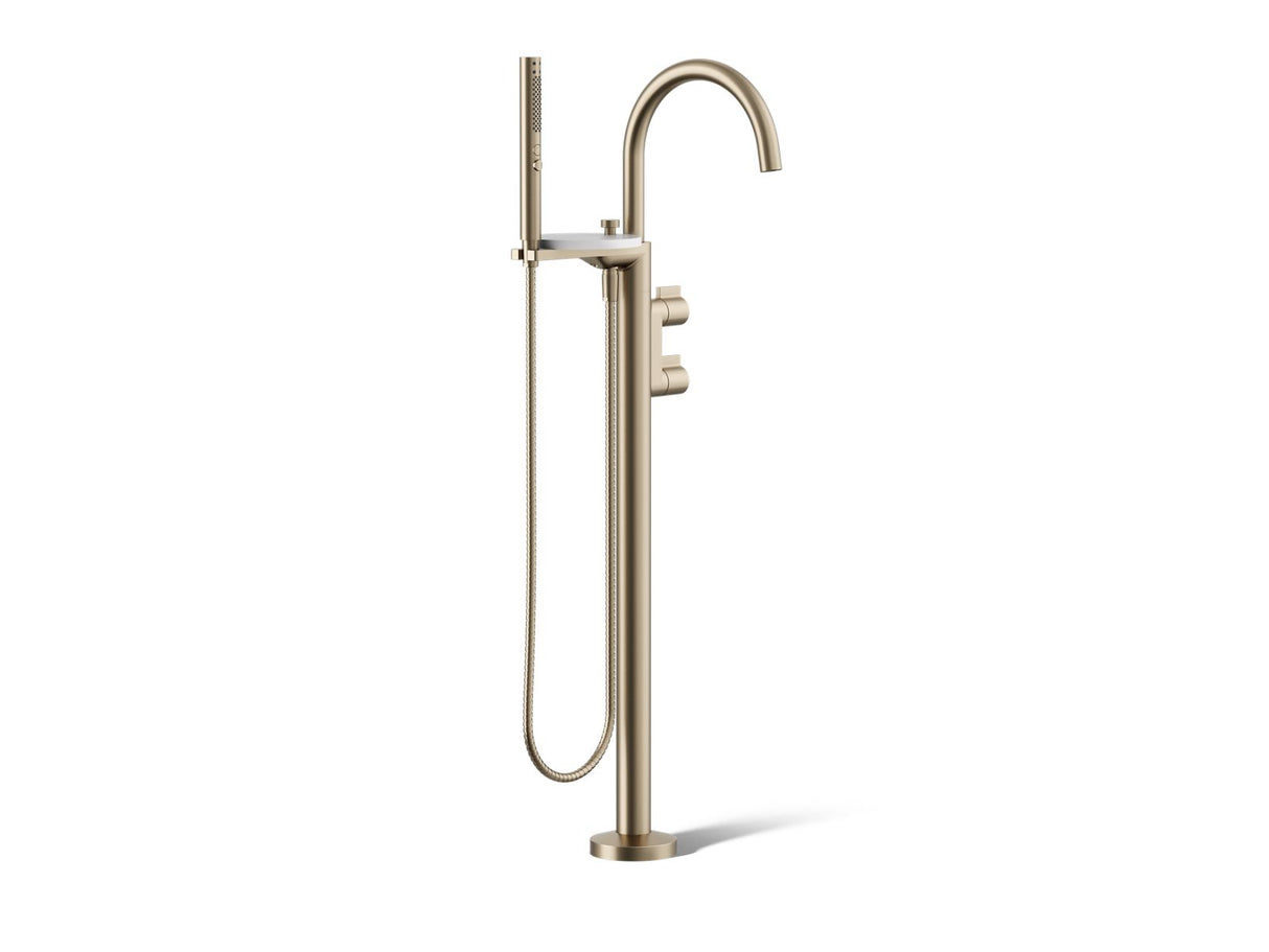 Components® Floor-mount bath filler trim with lever handles and handshower