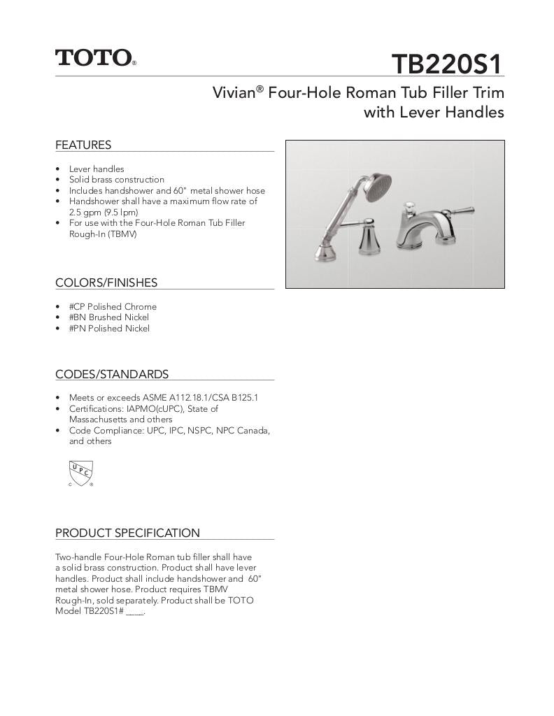 Vivian Deck-Mount Tub Filler Trim with Lever Handles and Handshower
