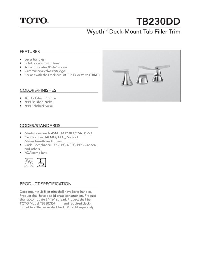 Wyeth Deck-Mount Tub Filler Trim
