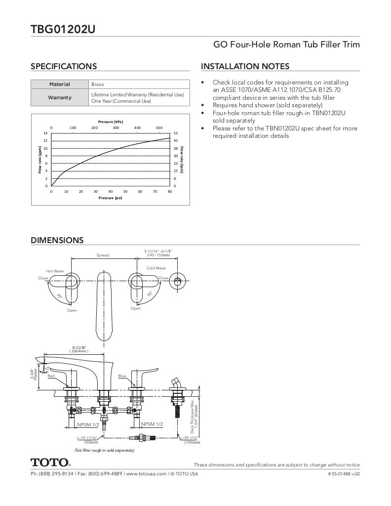 GO Four-Hole Roman Tub Filler Trim
