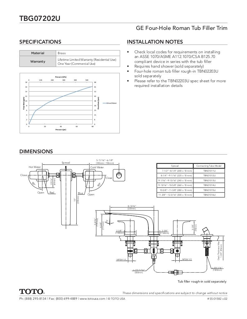 GE Four-hole Roman Tub Filler Trim