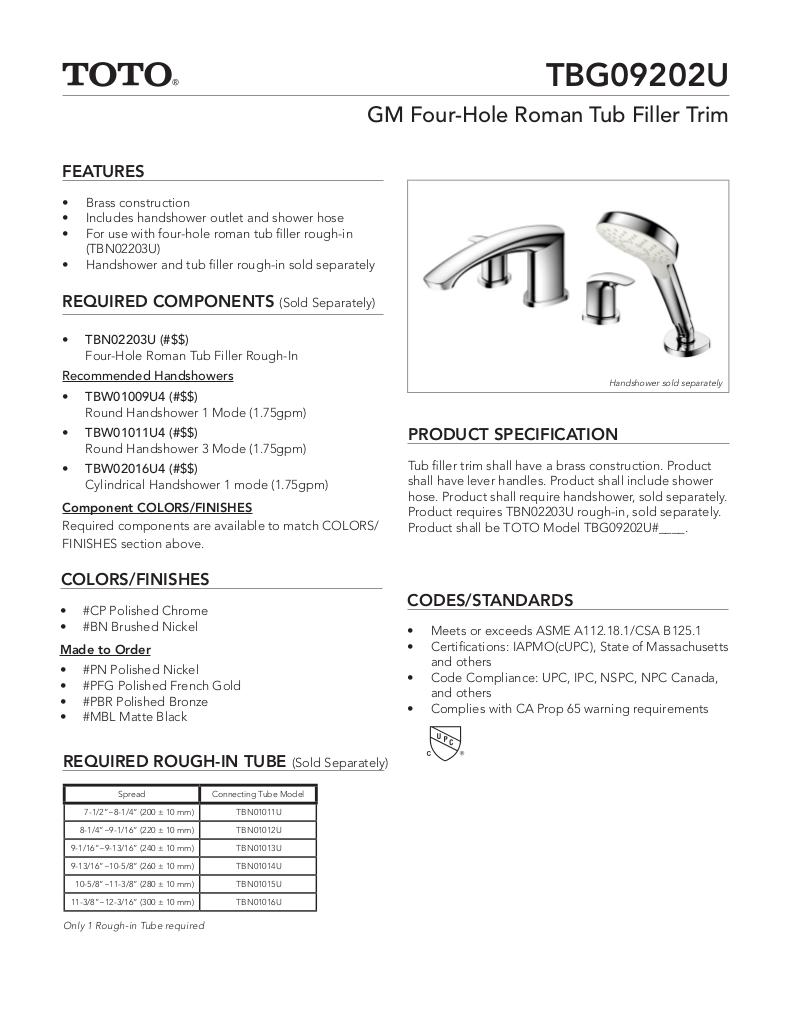 GM Four-hole Roman Tub Filler Trim