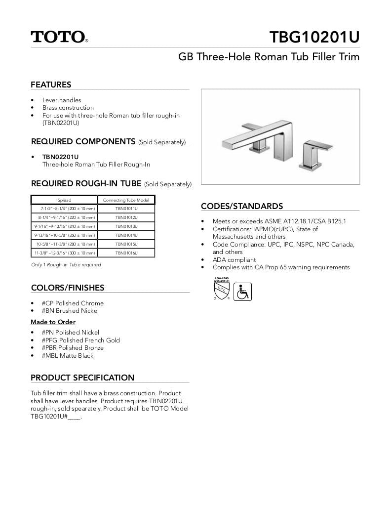 GB Three-Hole Roman Tub Filler Trim