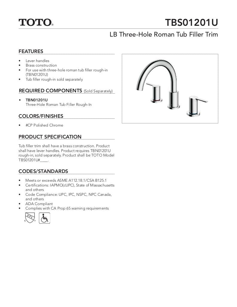 LB Three-Hole Roman Tub Filler Trim