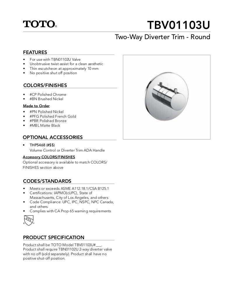 Two-way Diverter Trim - Round