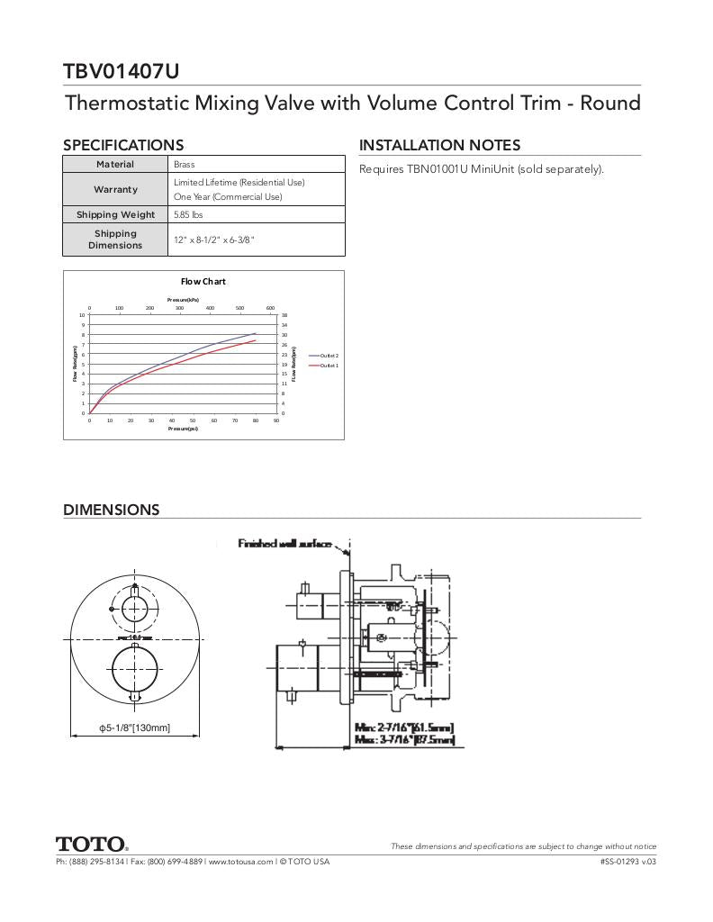 Thermostatic Mixing Valve with Volume Control Trim - Round