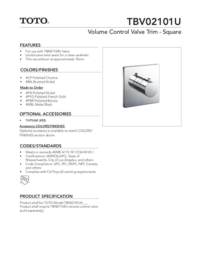 Volume Control Valve Trim - Square