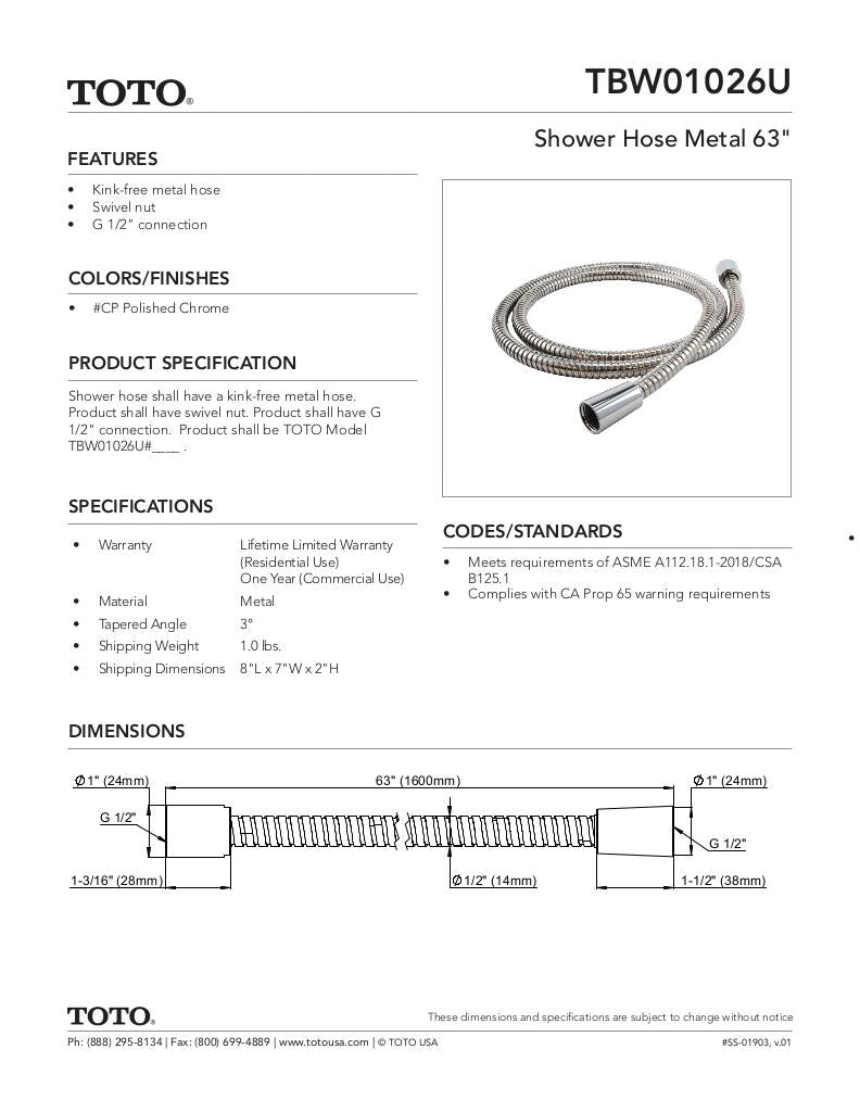 TOTO Metal Shower Hose 63" for Hand Showers - image 2