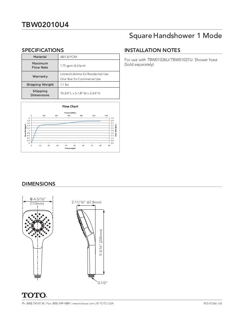 Square Handshower 1 Mode