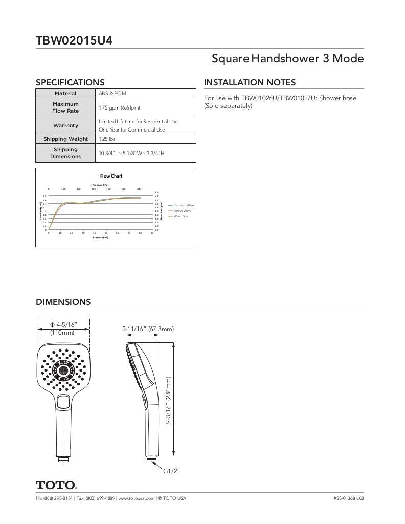 Square Handshower 3 Mode