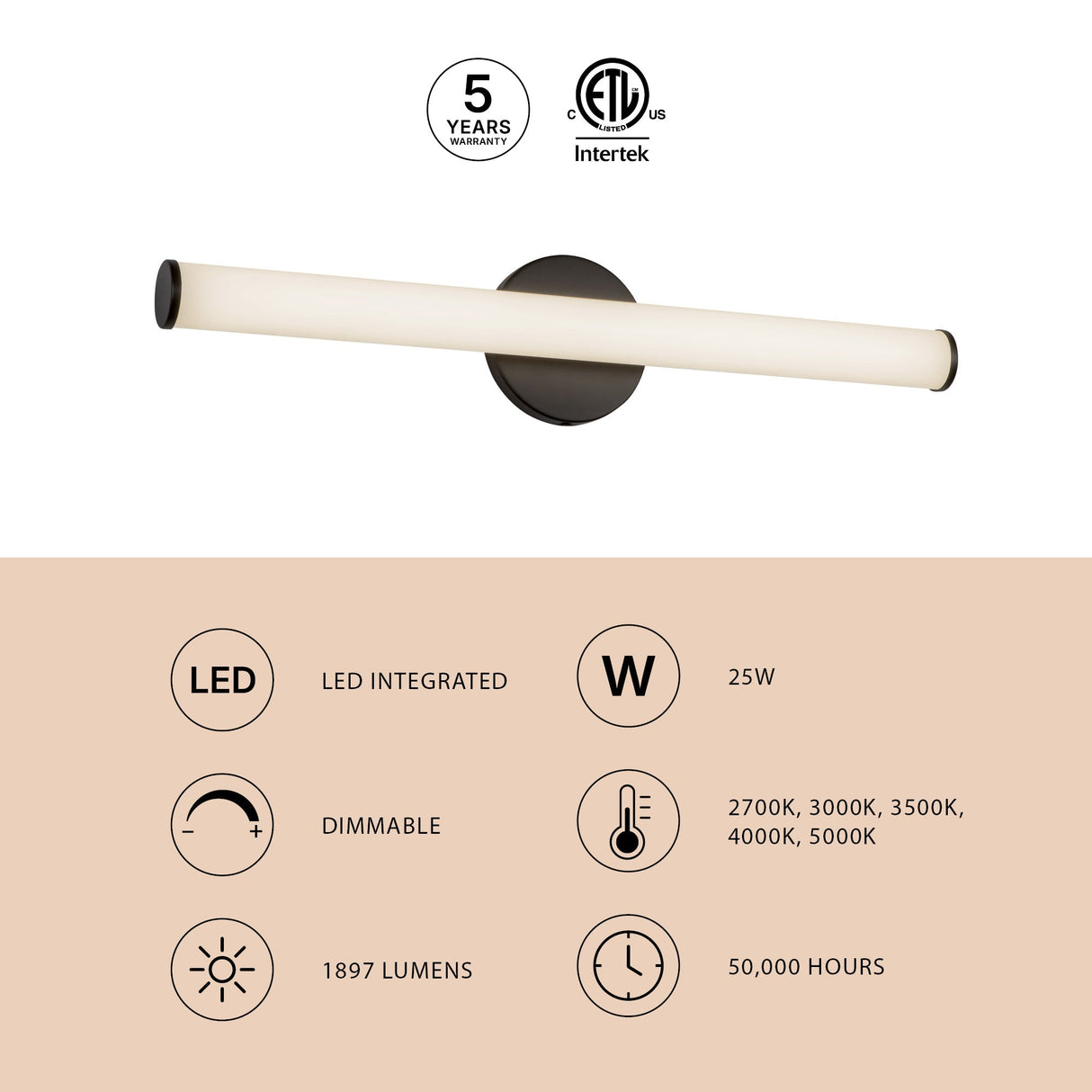 Kuzco Vibe Tectra 24-in Wall/Vanity Light