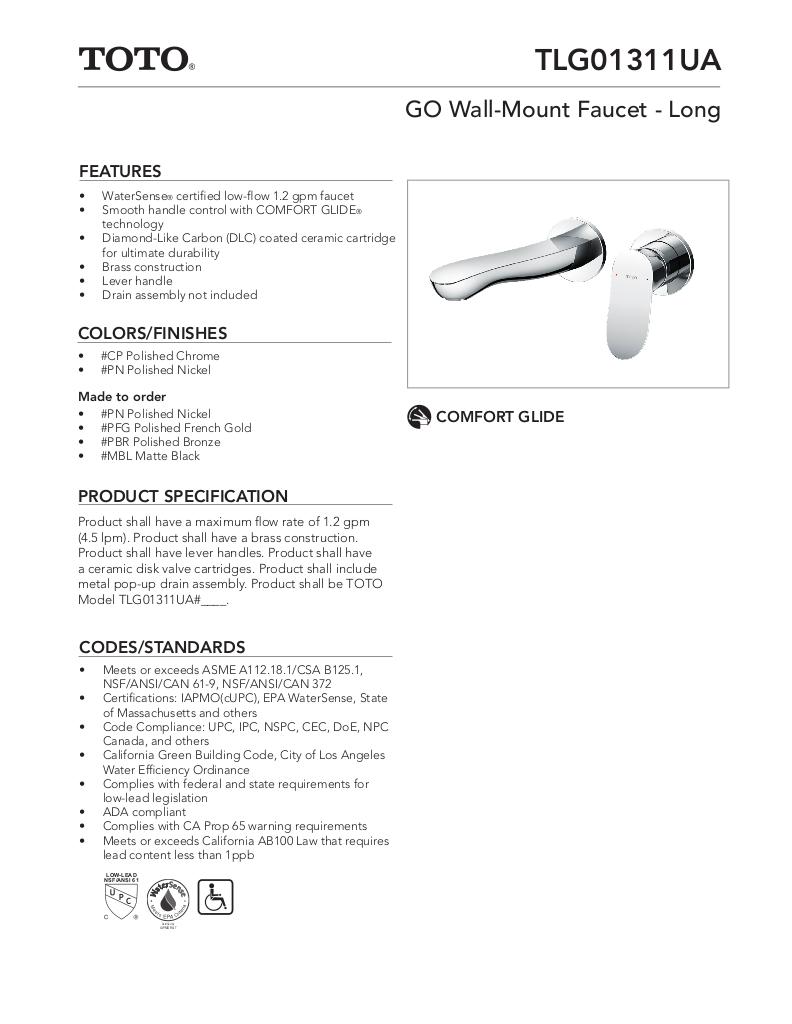 GO Wall-Mount Faucet - Long - 1.2 GPM