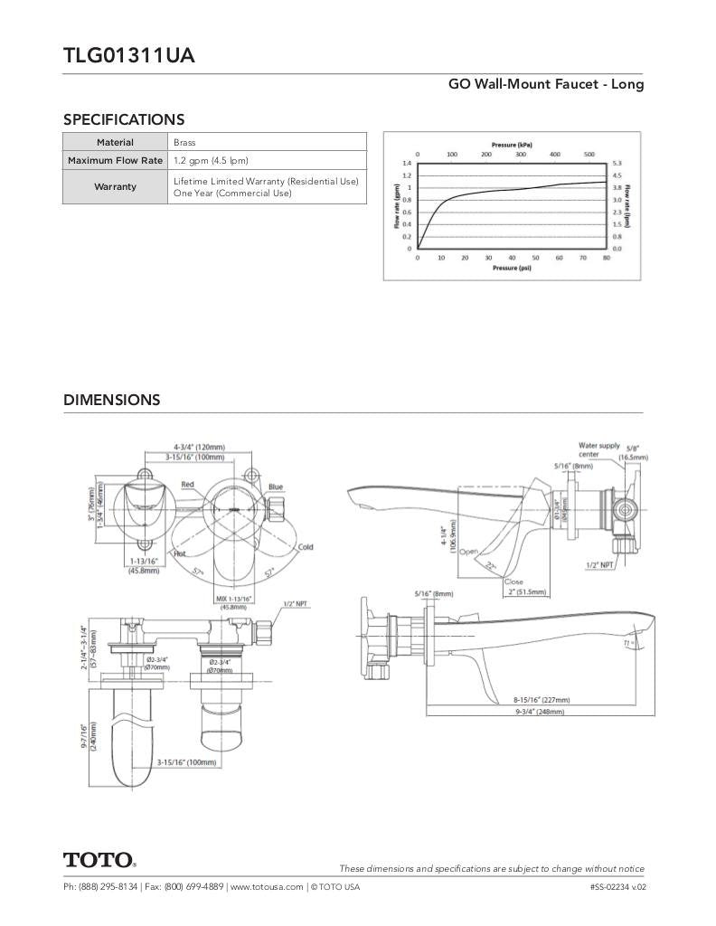 GO Wall-Mount Faucet - Long - 1.2 GPM