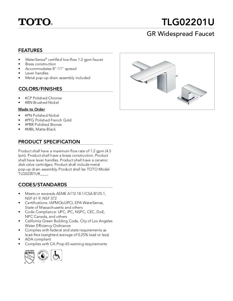 GR Widespread Faucet - 1.2 GPM