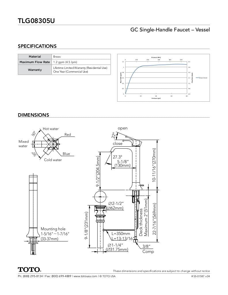 GC Single-Handle Faucet - 1.2 GPM - Vessel