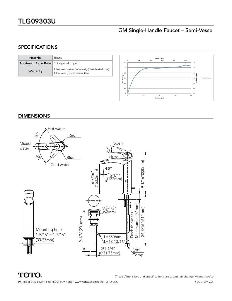 GM Single-Handle Faucet - 1.2 GPM - Semi-Vessel